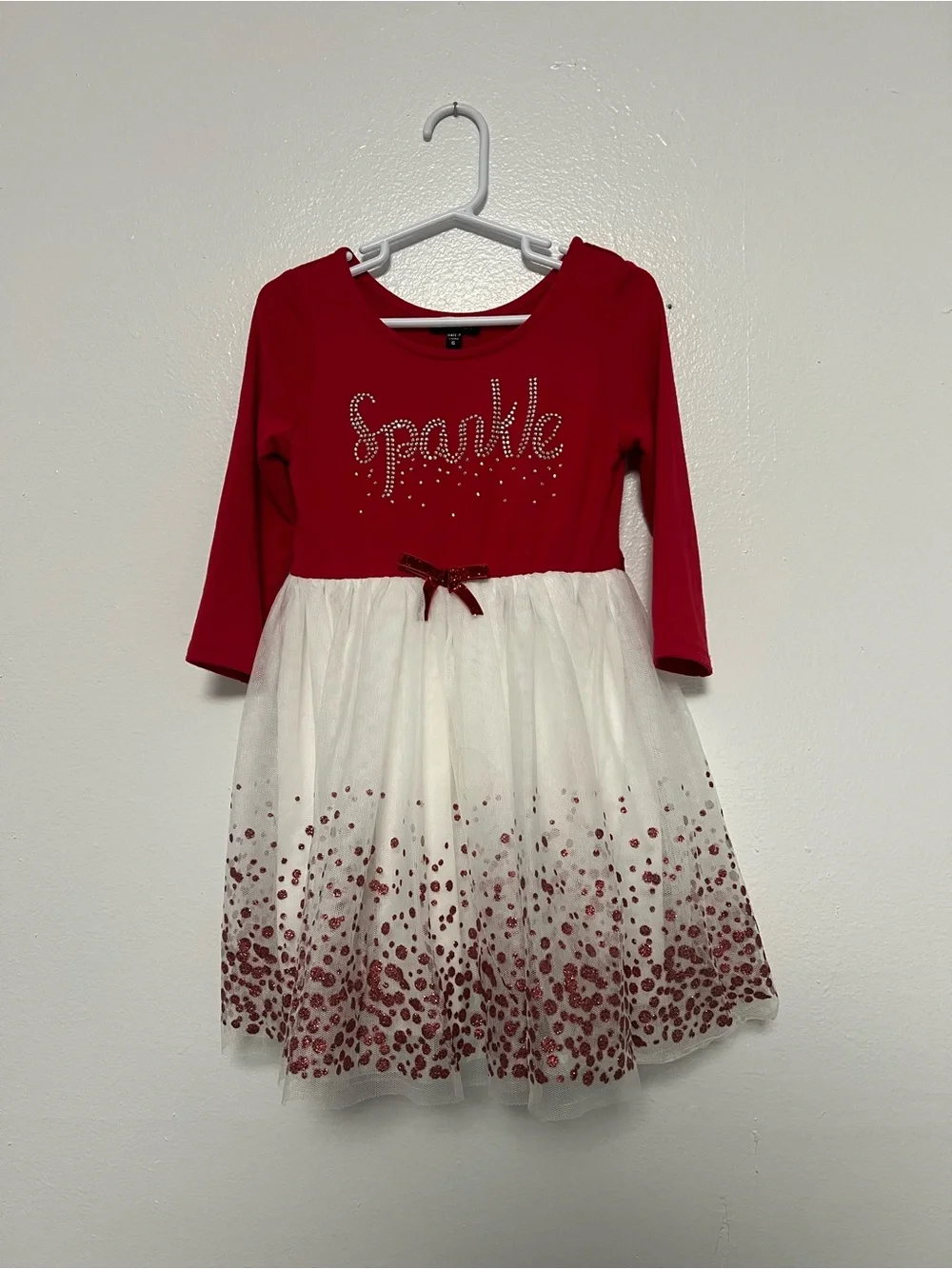 Red & White 'Sparkle' Kids Dress - Sparkling Tulle Skirt Girl 5